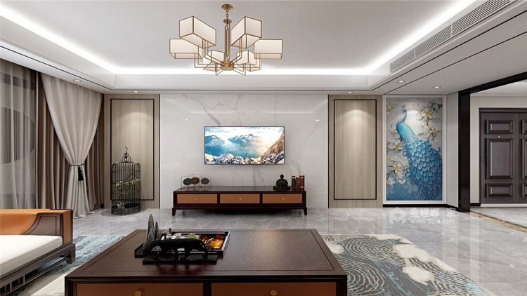 170平米新中式，把东方美带入生活-客厅效果图及设计说明