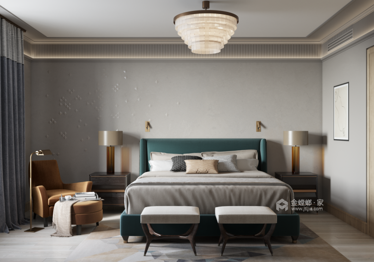 遇见生活之美180平现代风格别墅-卧室效果图及设计说明