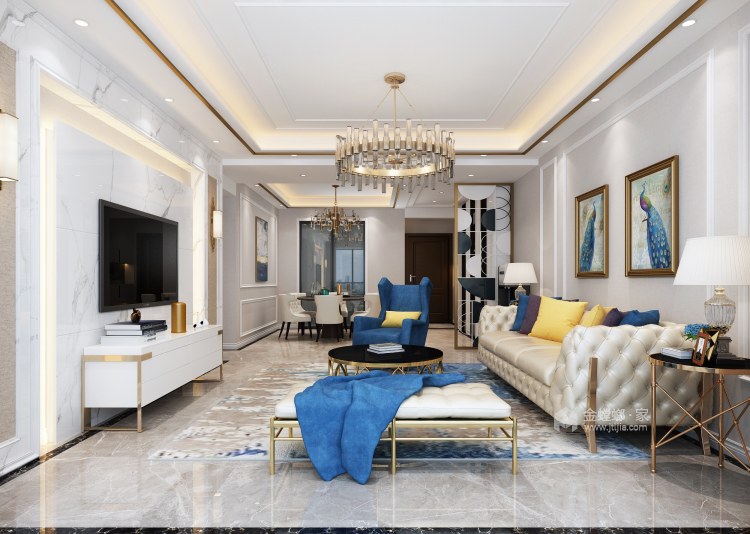 123平高品质和舒适住宅，源于生活之美-客厅效果图及设计说明