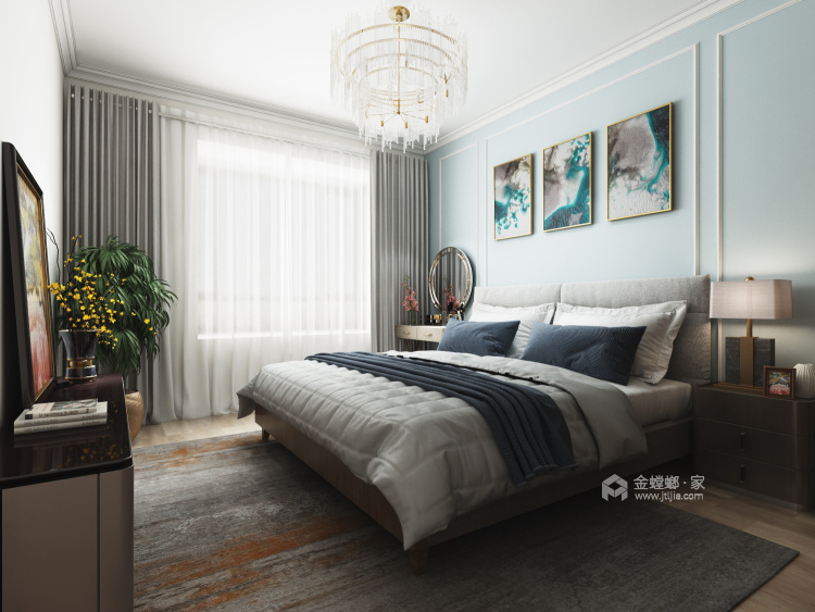 124m²中式现代，新派雅趣-卧室效果图及设计说明