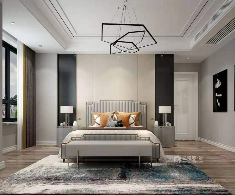 休闲惬意的美式搭配-卧室效果图及设计说明