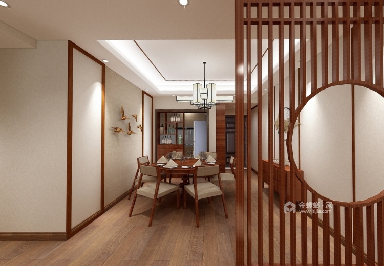 三居室新中式 展现清雅含蓄 端庄丰华的东方神韵-餐厅效果图及设计说明