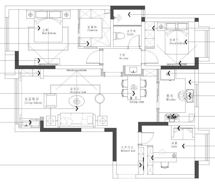 鹭岛荣府现代3室-平面设计图及设计说明