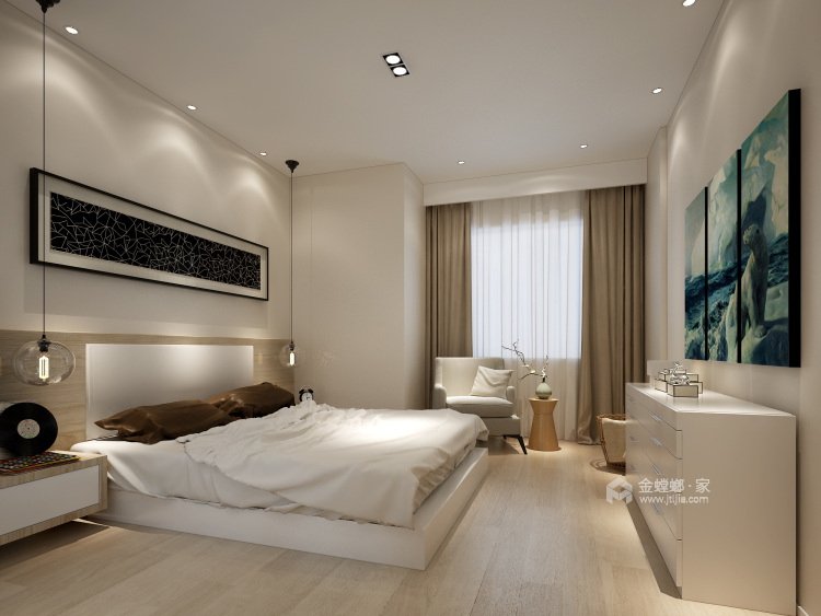 时尚明丽的现代风格——复式公寓可以这样装-卧室效果图及设计说明