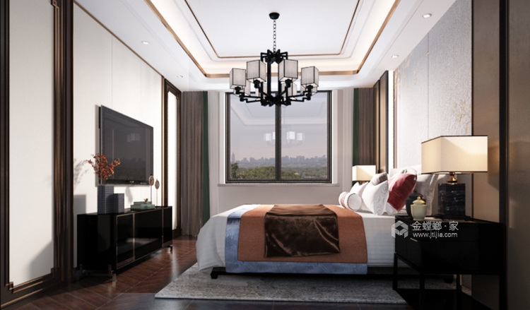 206㎡中式四居 处处透露清新淡雅的东方气息-卧室效果图及设计说明