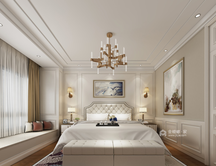 轻松惬意的130平美式复式空间-卧室效果图及设计说明