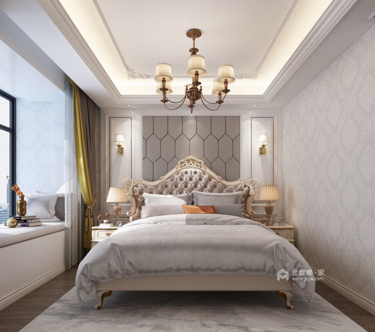 133平层户型的奢华欧式风格-卧室效果图及设计说明