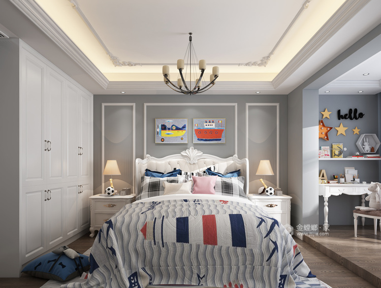 133平层户型的奢华欧式风格-卧室效果图及设计说明