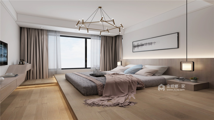 暖色质感的2居室-卧室效果图及设计说明