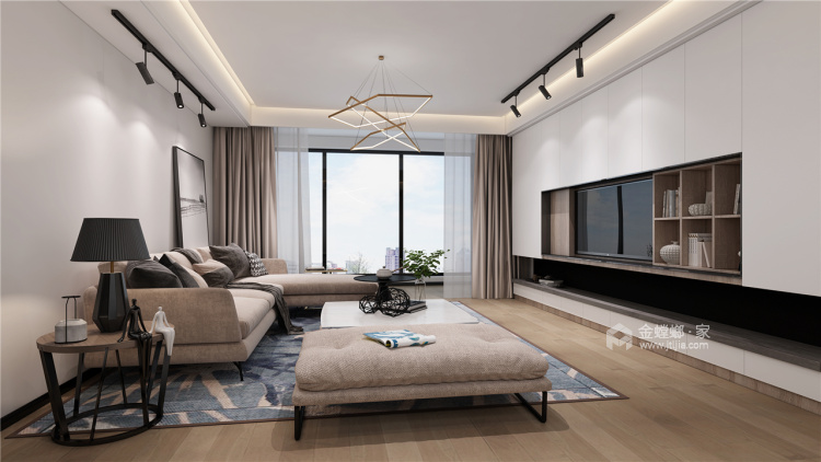 暖色质感的2居室-客厅效果图及设计说明