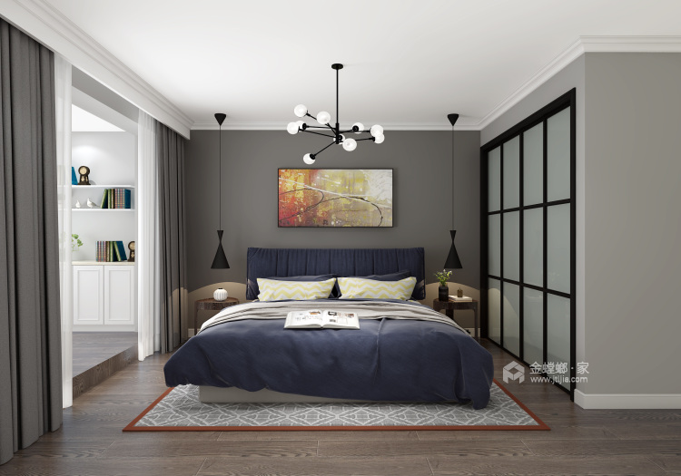 和而不同-103平温馨美式与简约北欧巧妙融合-卧室效果图及设计说明