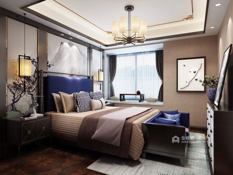 100平浅色系新中式-卧室效果图及设计说明
