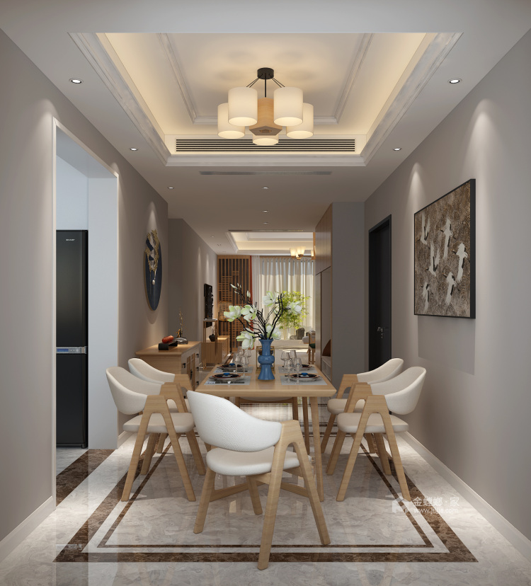 205现代中式五居简单舒适生活-餐厅效果图及设计说明