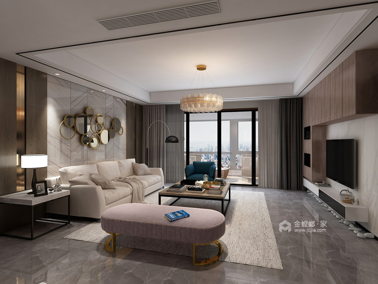 140平纯粹自在的精致现代家居空间-客厅效果图及设计说明