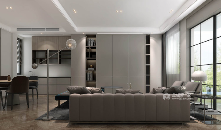 196平大气极简风格的舒适自由空间-客厅效果图及设计说明