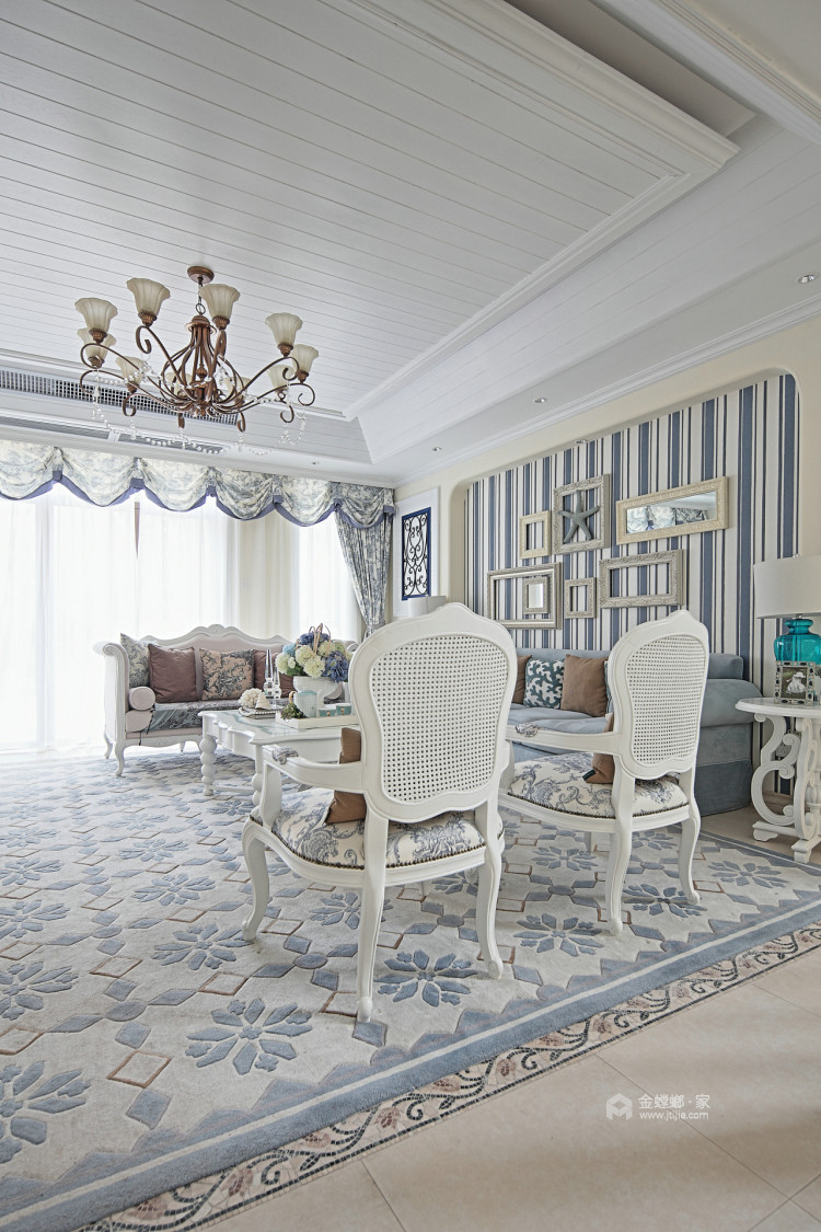 80㎡地中海风 蓝色的梦，温馨的家-客厅效果图及设计说明