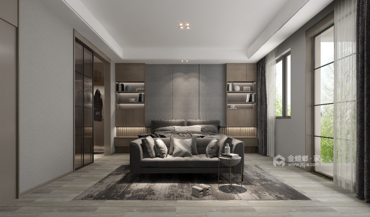 196平大气极简风格的舒适自由空间-卧室效果图及设计说明