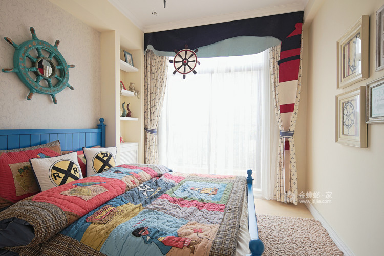 80㎡地中海风 蓝色的梦，温馨的家-卧室效果图及设计说明