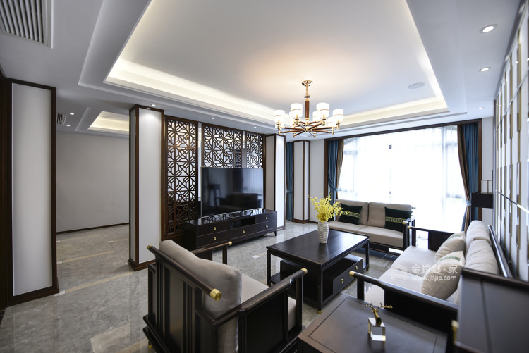 350㎡『轻奢+新中式』新家的设计细节~-客厅效果图及设计说明