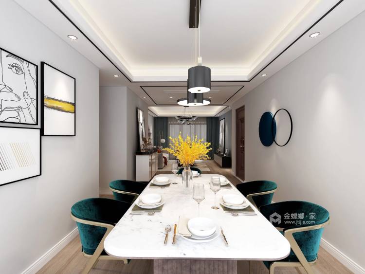 130平清新婉约的现代极简风-餐厅效果图及设计说明