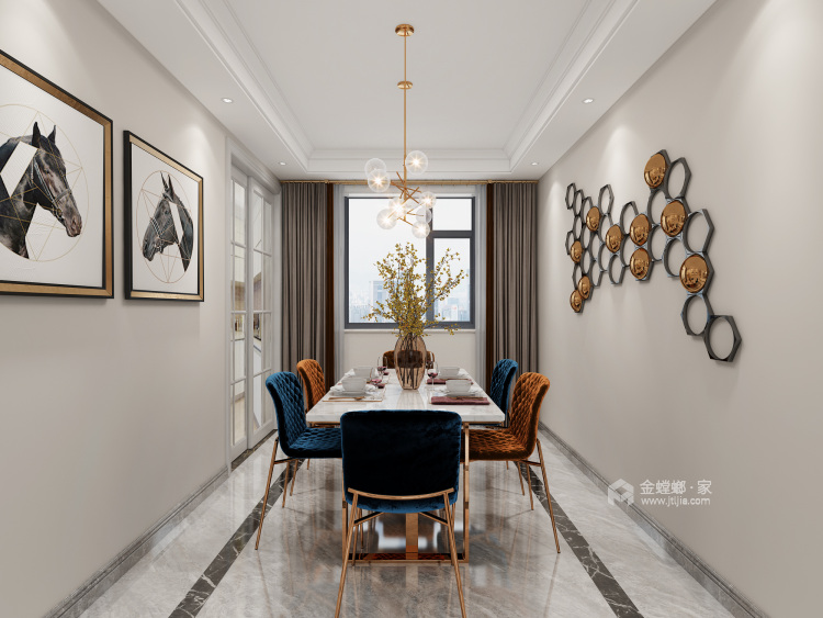 锦绣新城125户型现代轻奢风格-餐厅效果图及设计说明