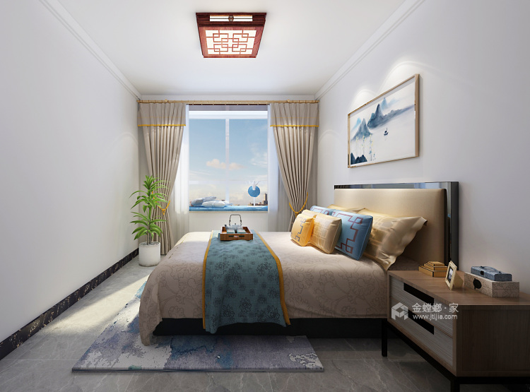 锦绣新城135㎡新中式风格-岁月静好-卧室效果图及设计说明