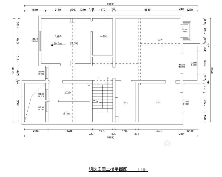 明珠庄园460复式新中式风格-业主需求&原始结构图