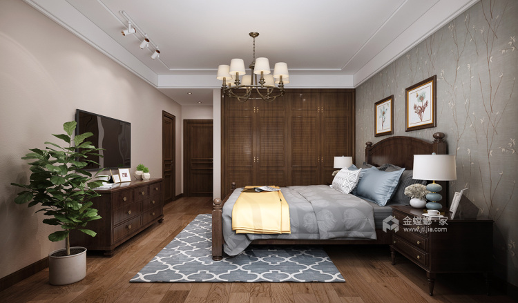 美式时尚140平大宅-卧室效果图及设计说明