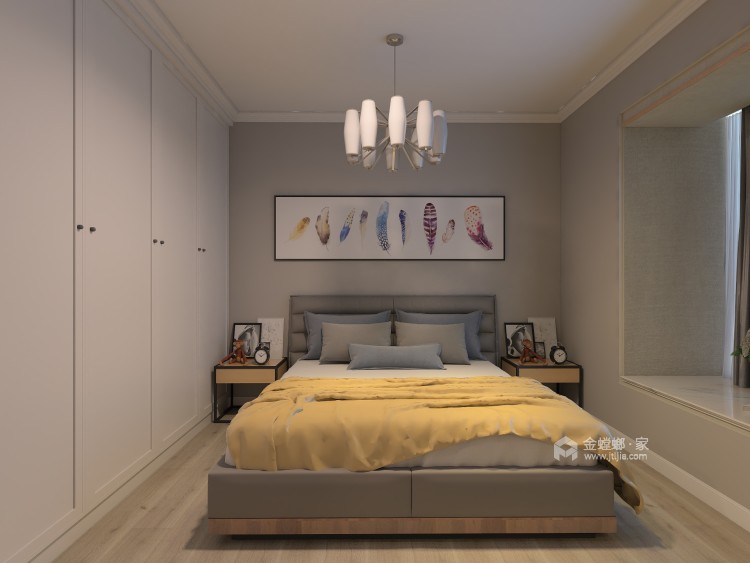 平淡而明亮的140平北欧风-卧室效果图及设计说明