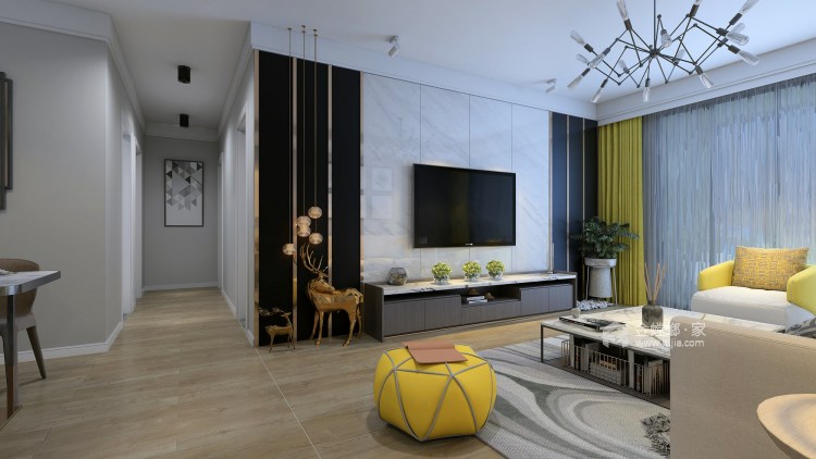 140平4室北欧之家 温情满满-客厅效果图及设计说明