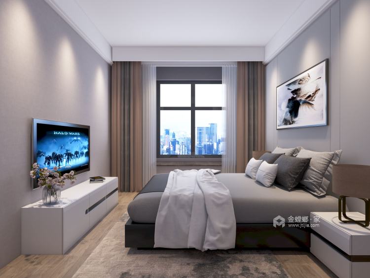 147平复式 打造米灰色华丽优雅的现代轻奢风-卧室