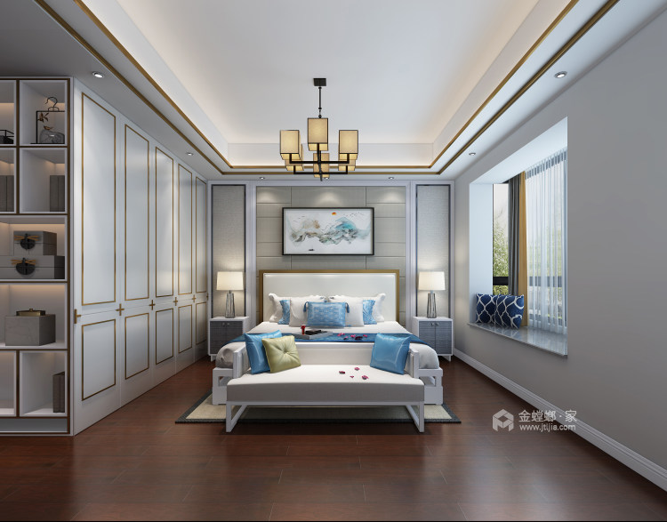 新中式与现代轻奢   简洁明快的混搭  营造最舒服的家-卧室效果图及设计说明