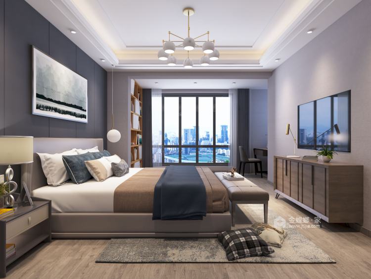 147平复式 打造米灰色华丽优雅的现代轻奢风-卧室效果图及设计说明