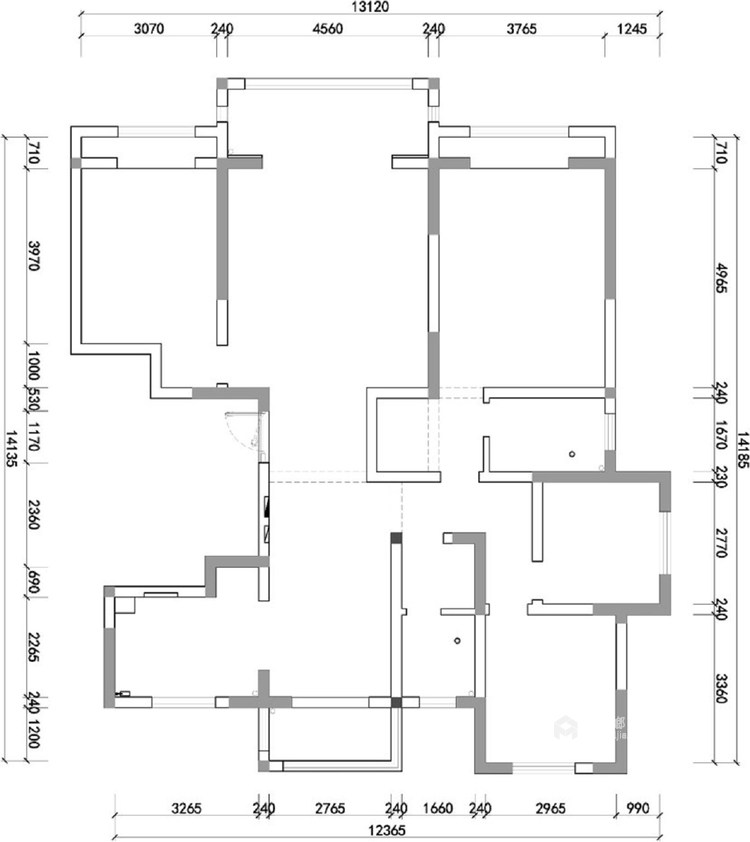 170平新中式家居，感受传统魅力-业主需求&原始结构图