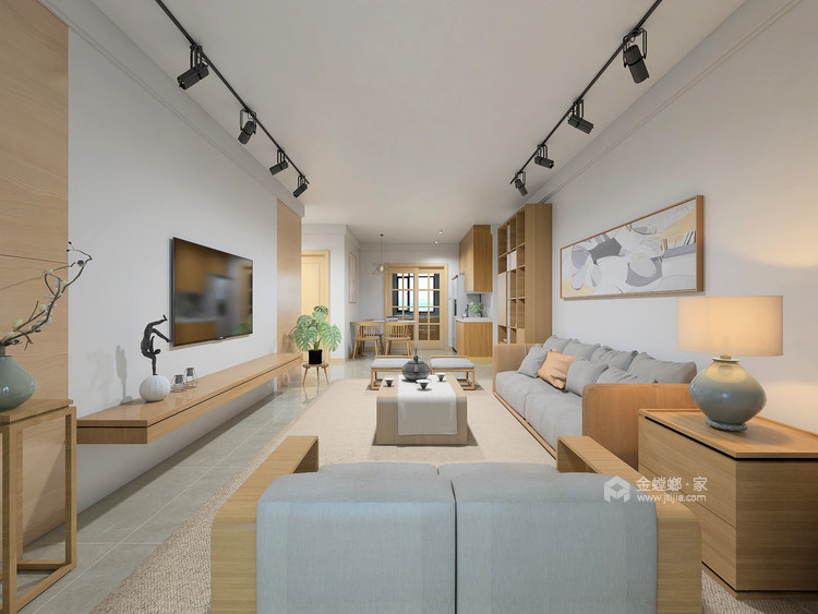 日式简约住宅，设计回归生活本质-客厅效果图及设计说明
