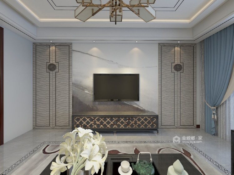 170平新中式家居，感受传统魅力-客厅效果图及设计说明