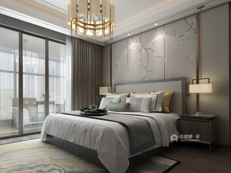 现代中式，简洁明快-卧室效果图及设计说明