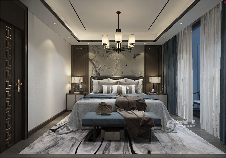 311㎡别墅，浪漫又好看的新中式-卧室效果图及设计说明