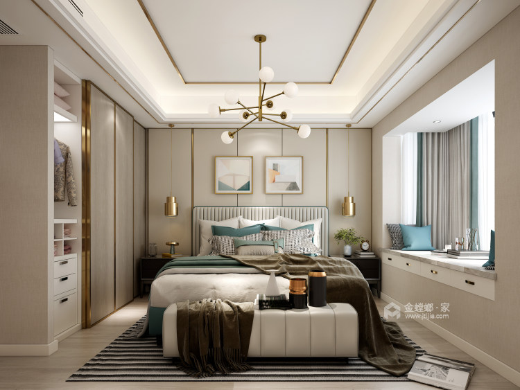 114平  复古精致细腻简约的现代轻奢-卧室效果图及设计说明