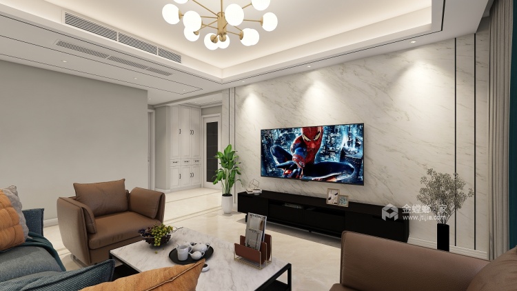 140平实用主义居住空间 装下整个理想生活-客厅效果图及设计说明