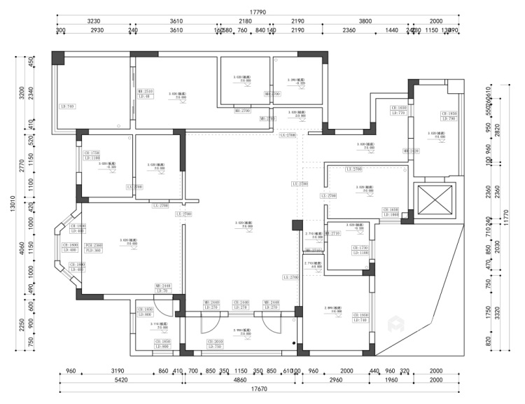 大华香鸢美颂350㎡新中式三居-平面设计图及设计说明