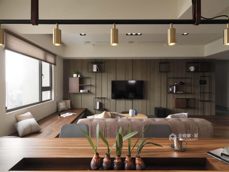 看不腻的大地色打造一个人舒适的居住生活-客厅效果图及设计说明