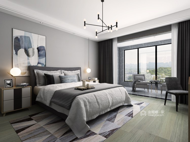 黑白灰风格，展示内敛优雅-卧室效果图及设计说明