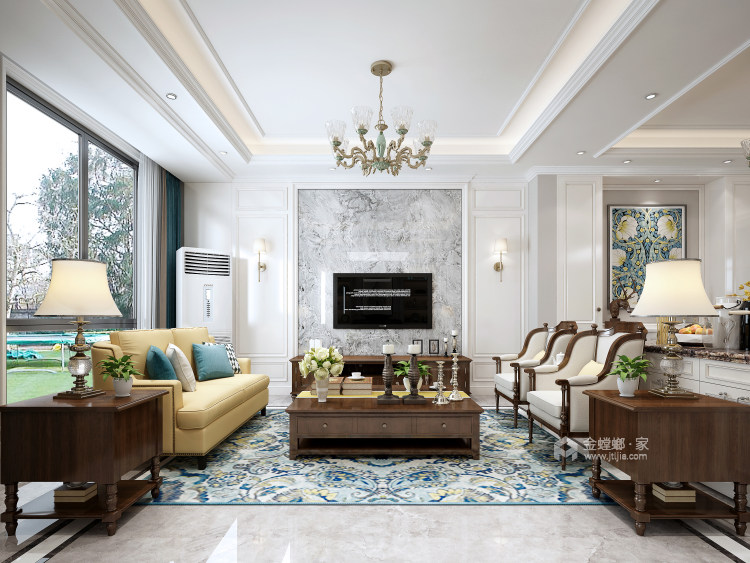 200平优雅美式  演绎品质生活-客厅效果图及设计说明