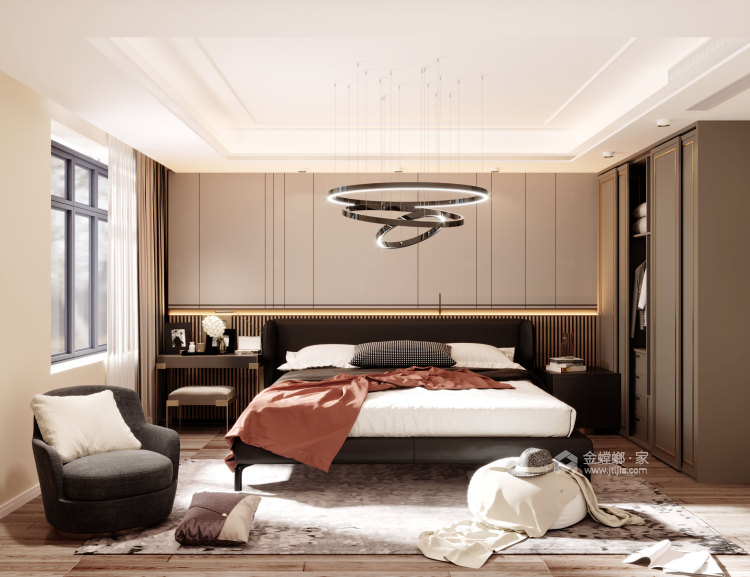 现代轻奢，低调的奢华-卧室效果图及设计说明