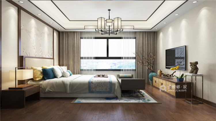 睡在这么美的新中式卧室里，高调优雅~-卧室效果图及设计说明