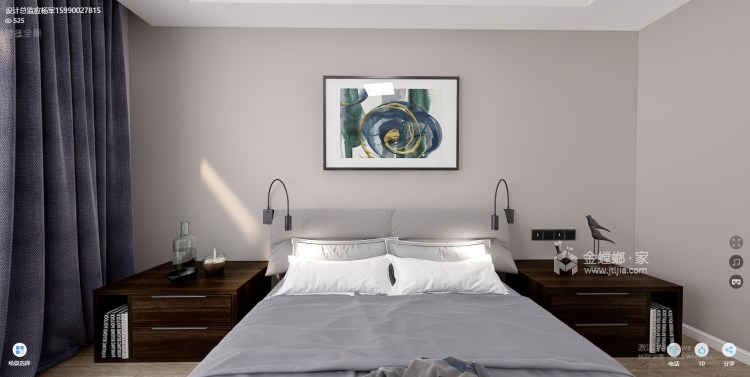 绿城兰园135㎡现代北欧风格-卧室效果图及设计说明
