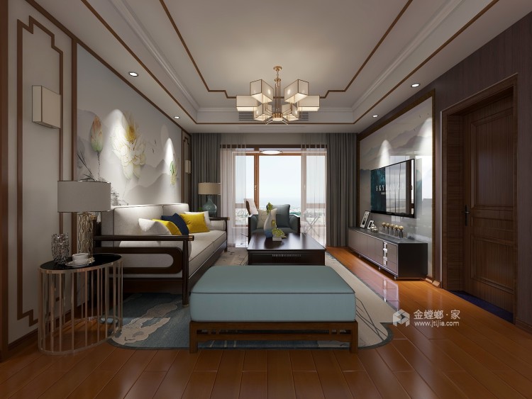 137㎡新中式 | 舒适惬意生活的样子-客厅效果图及设计说明