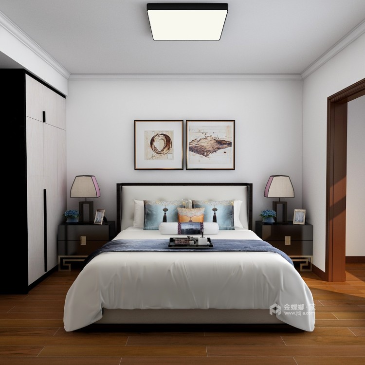 138㎡简约而不简单的中式风-卧室效果图及设计说明