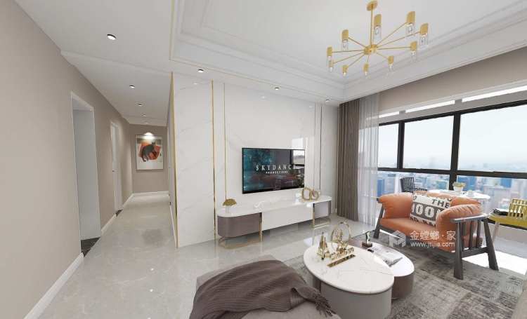 蓝山湾138㎡现代4居室-客厅效果图及设计说明